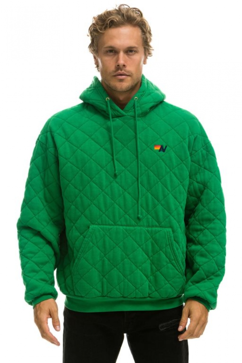 Sudadera con Capucha Aviator Nation Acolchado Relaxed Pullover Mujer Green | 05FHAXCEQ