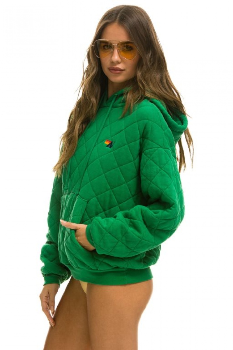 Sudadera con Capucha Aviator Nation Acolchado Relaxed Pullover Mujer Green | 05FHAXCEQ