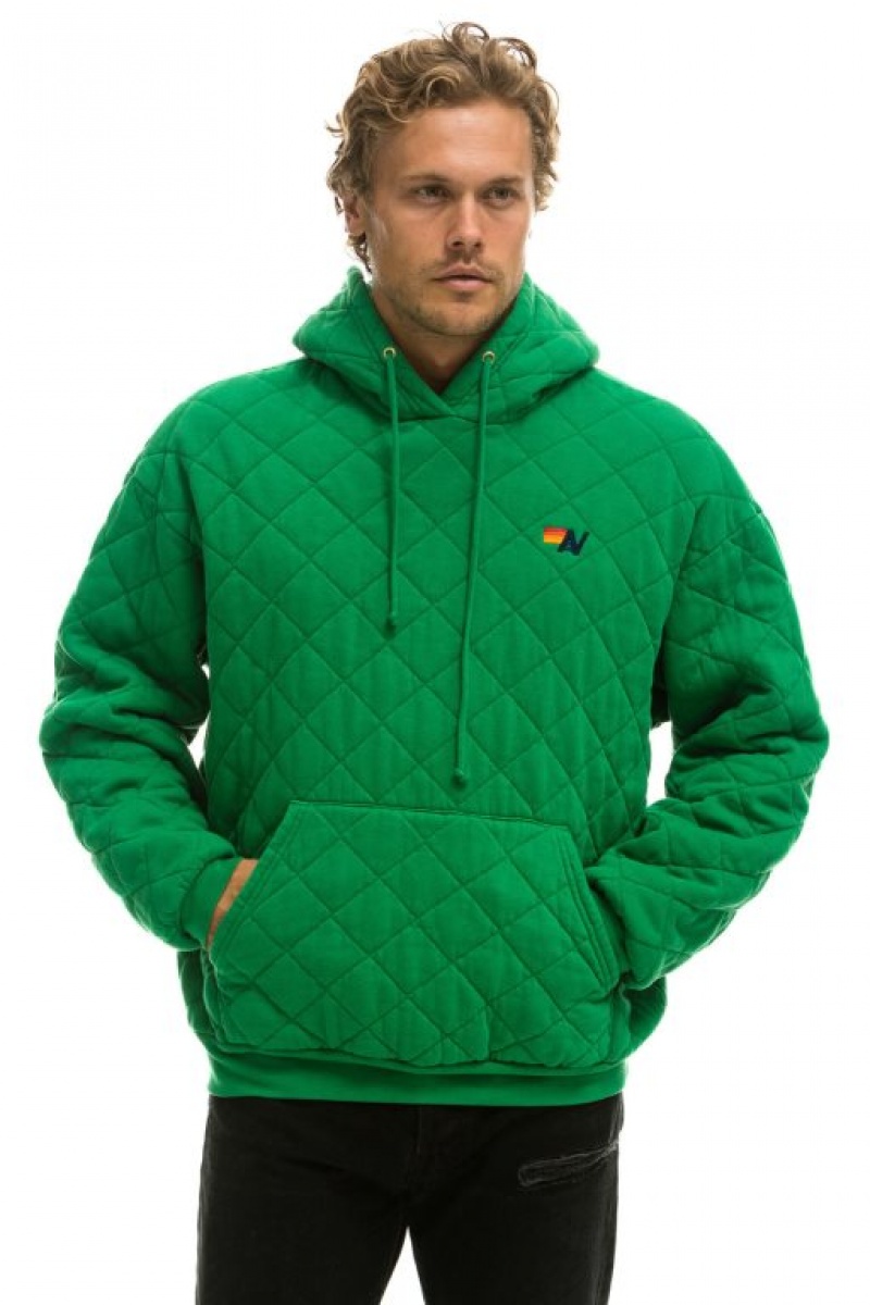 Sudadera con Capucha Aviator Nation Acolchado Relaxed Pullover Mujer Green | 05FHAXCEQ