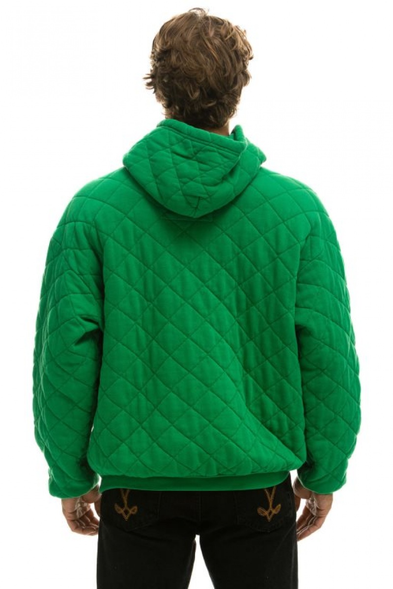 Sudadera con Capucha Aviator Nation Acolchado Relaxed Pullover Mujer Green | 05FHAXCEQ