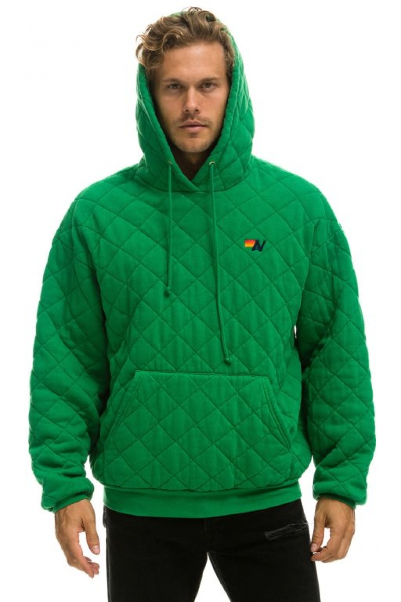 Sudadera con Capucha Aviator Nation Acolchado Relaxed Pullover Mujer Green | 05FHAXCEQ