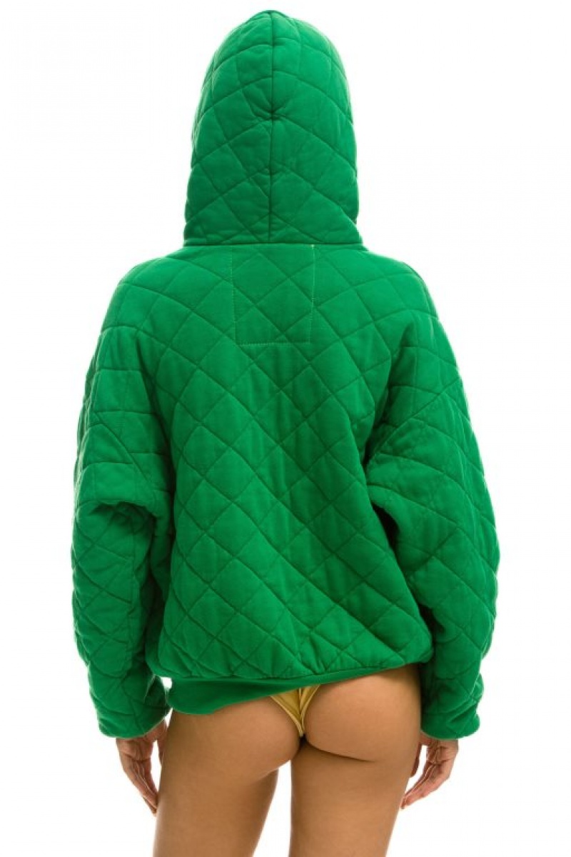 Sudadera con Capucha Aviator Nation Acolchado Relaxed Pullover Mujer Green | 05FHAXCEQ