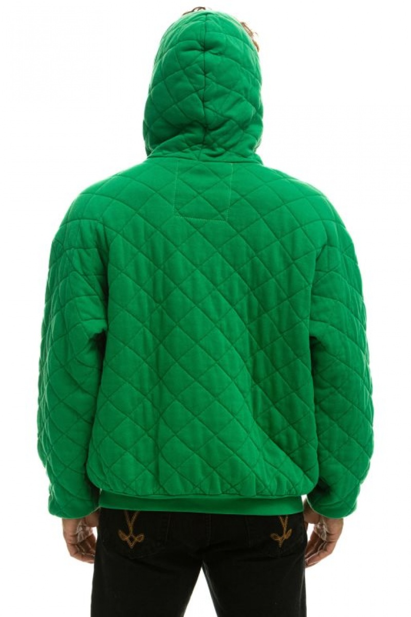 Sudadera con Capucha Aviator Nation Acolchado Relaxed Pullover Mujer Green | 05FHAXCEQ