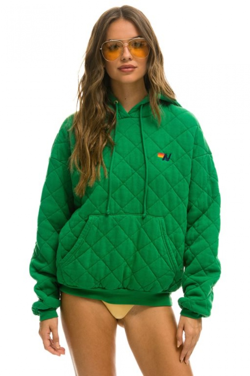 Sudadera con Capucha Aviator Nation Acolchado Relaxed Pullover Mujer Green | 05FHAXCEQ