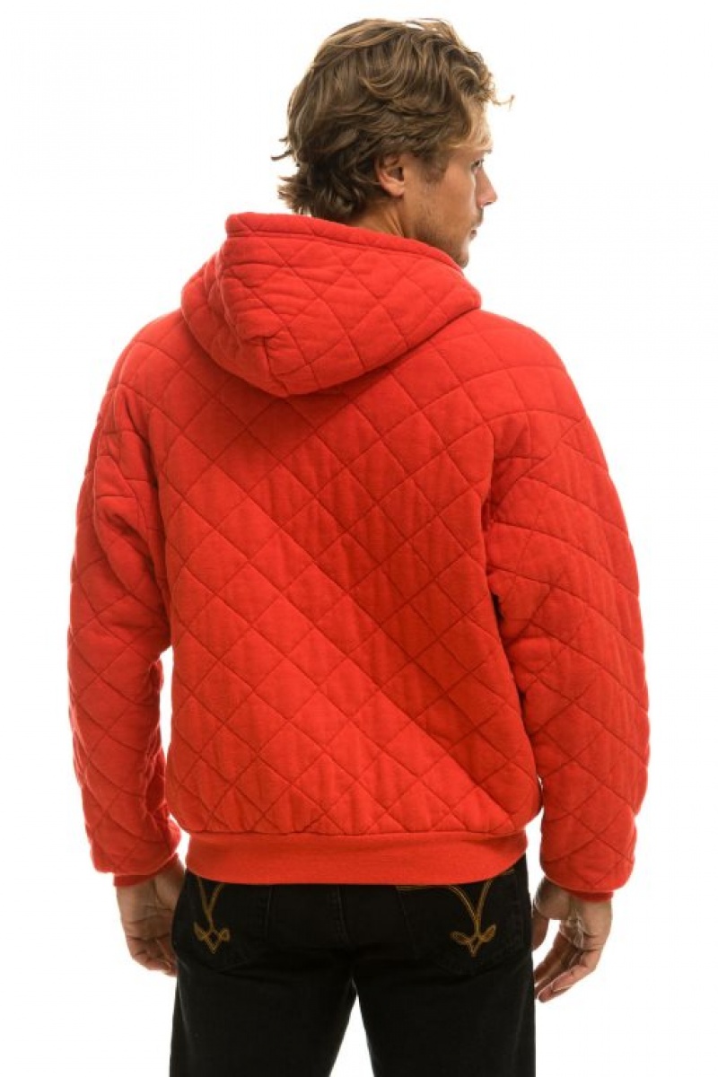 Sudadera con Capucha Aviator Nation Acolchado Zip Relaxed Hombre Red | 59LITBFRP