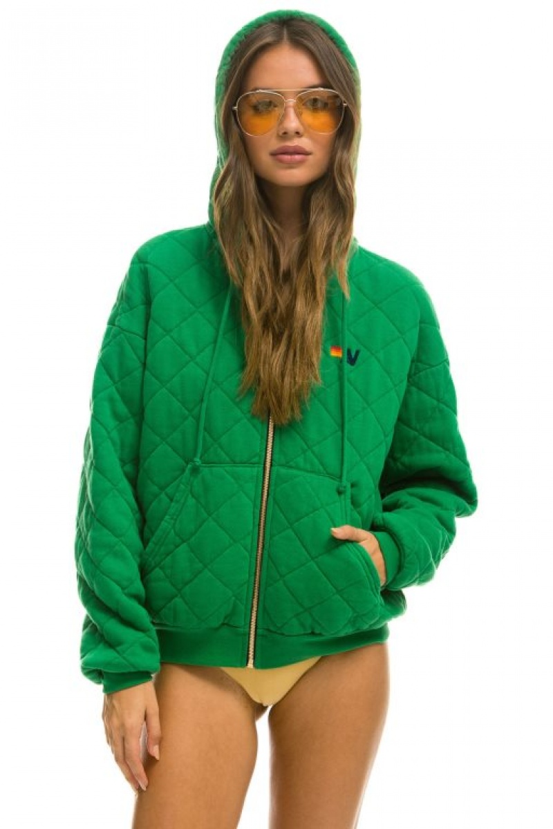 Sudadera con Capucha Aviator Nation Acolchado Zip Relaxed Hombre Green | 59OQTLMYI