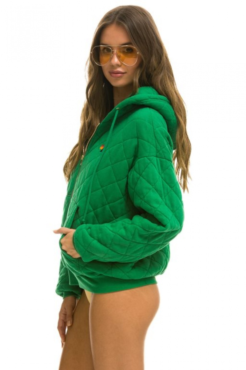 Sudadera con Capucha Aviator Nation Acolchado Zip Relaxed Hombre Green | 59OQTLMYI
