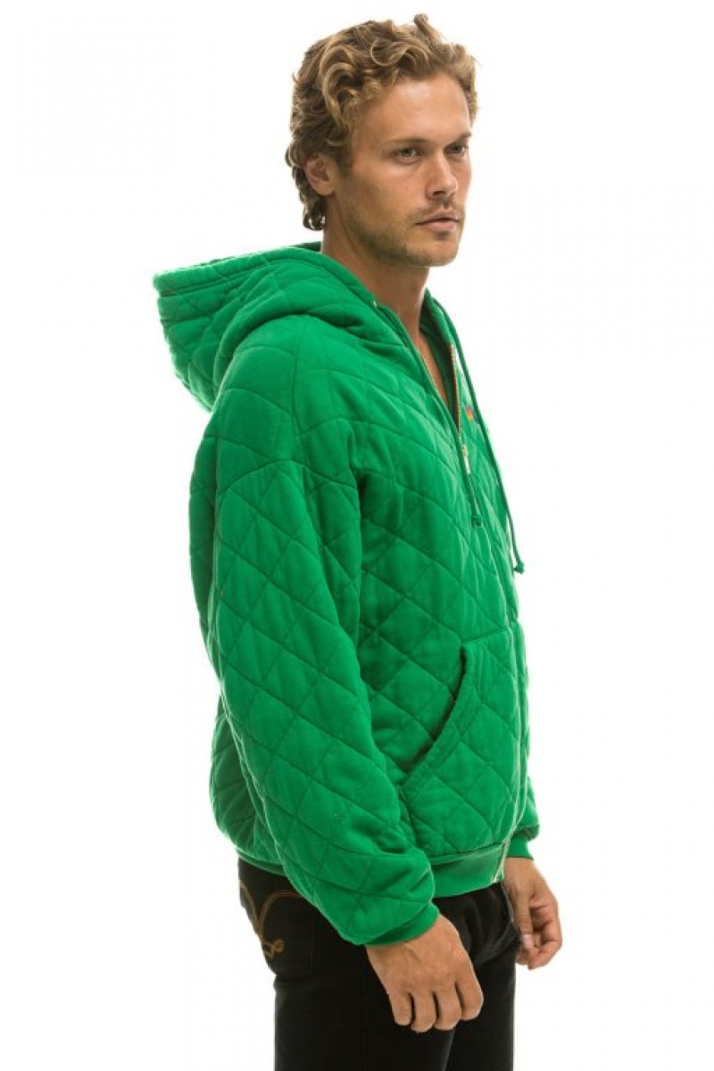 Sudadera con Capucha Aviator Nation Acolchado Zip Relaxed Hombre Green | 59OQTLMYI