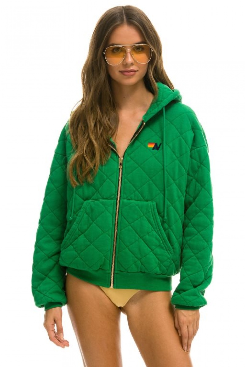 Sudadera con Capucha Aviator Nation Acolchado Zip Relaxed Hombre Green | 59OQTLMYI