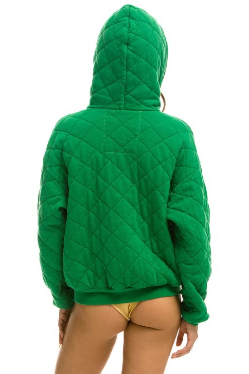 Sudadera con Capucha Aviator Nation Acolchado Zip Relaxed Hombre Green | 59OQTLMYI