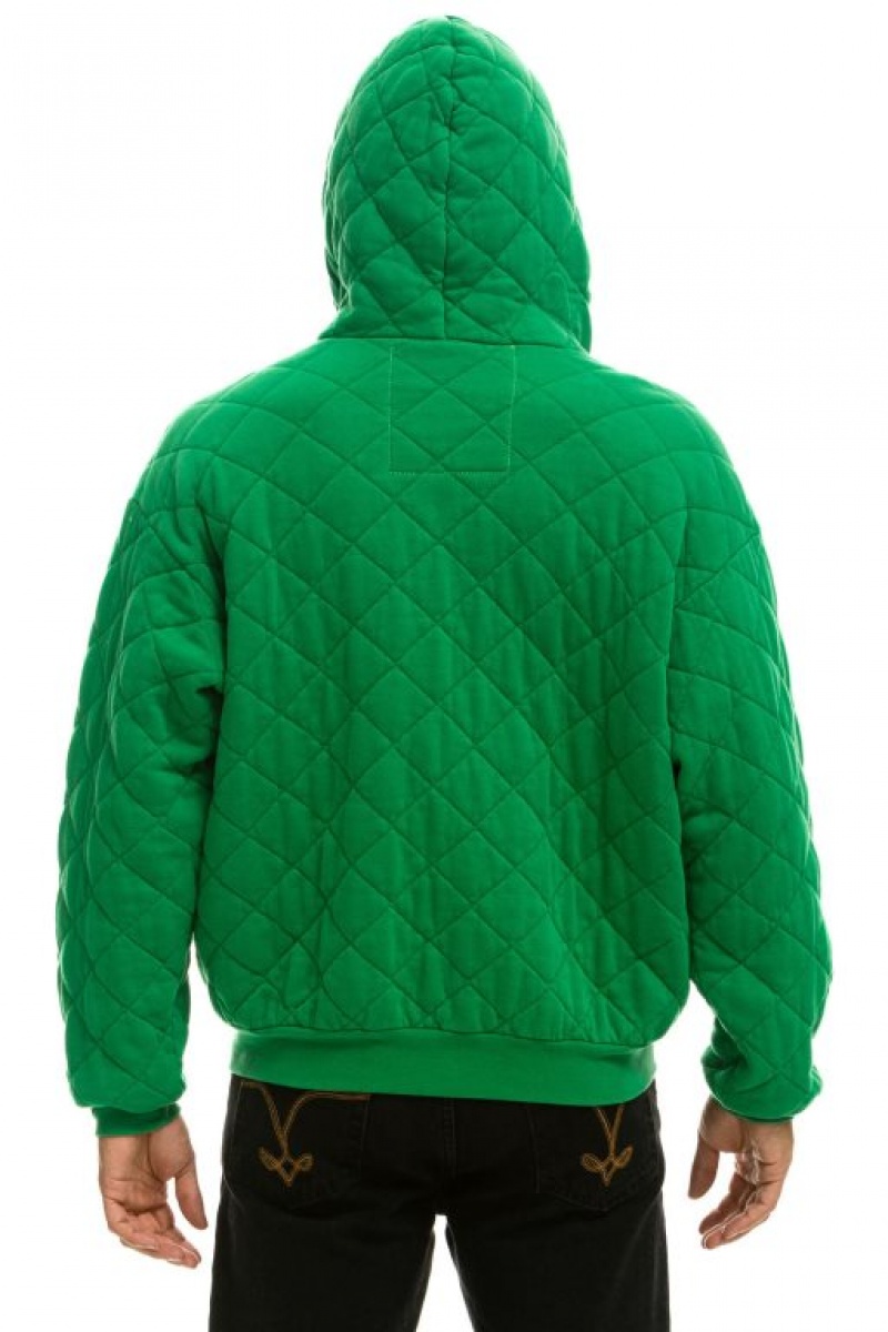 Sudadera con Capucha Aviator Nation Acolchado Zip Relaxed Hombre Green | 59OQTLMYI