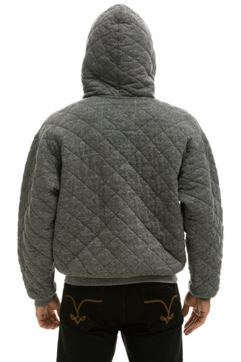 Sudadera con Capucha Aviator Nation Acolchado Zip Relaxed Hombre Grey | 59PLXVRGS