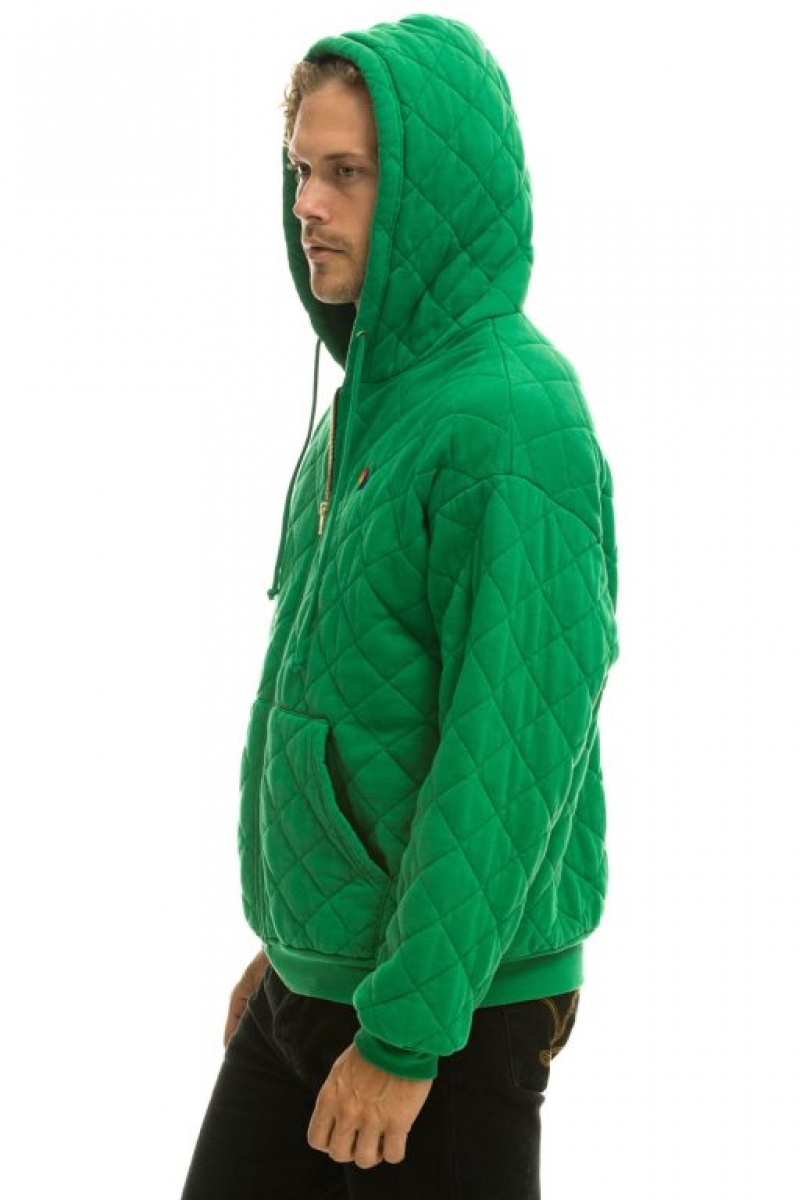 Sudadera con Capucha Aviator Nation Acolchado Zip Relaxed Mujer Green | 01CMKXOIY