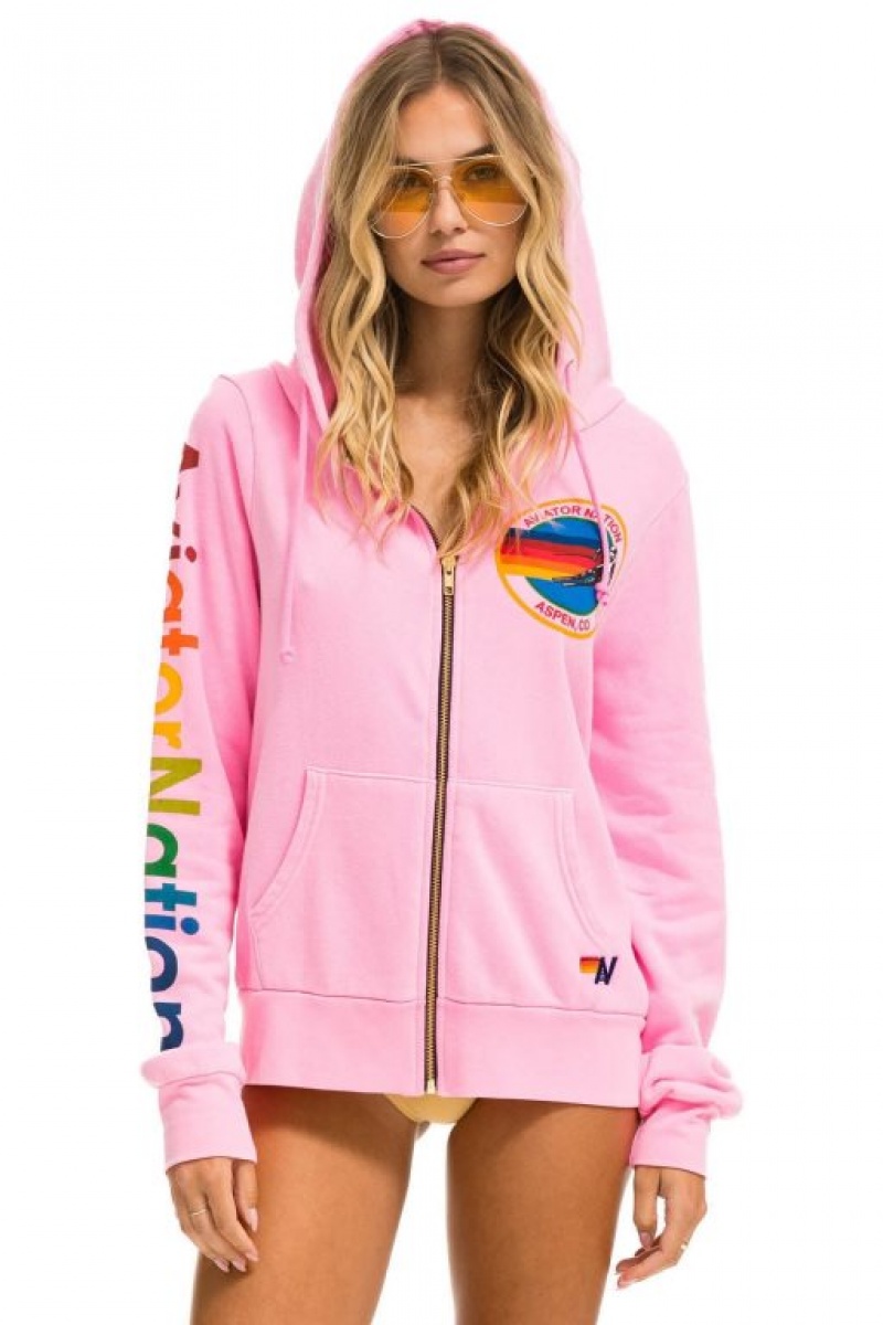 Sudadera con Capucha Aviator Nation Aspen Hombre Pink | 62ACXPUFQ