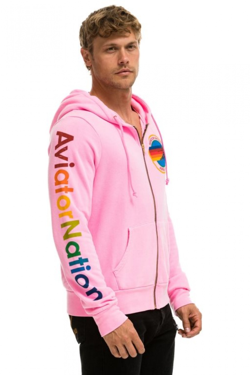 Sudadera con Capucha Aviator Nation Aspen Hombre Pink | 62ACXPUFQ