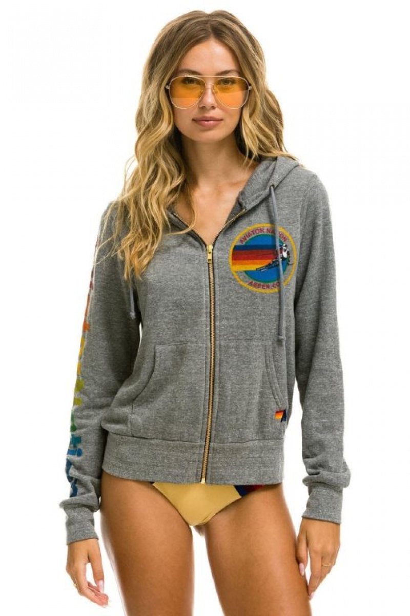 Sudadera con Capucha Aviator Nation Aspen Hombre Grey | 62AOLRNSY