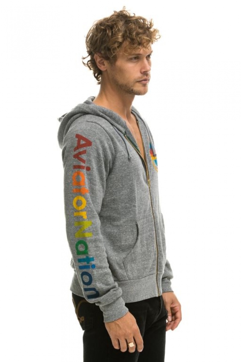 Sudadera con Capucha Aviator Nation Aspen Hombre Grey | 62AOLRNSY