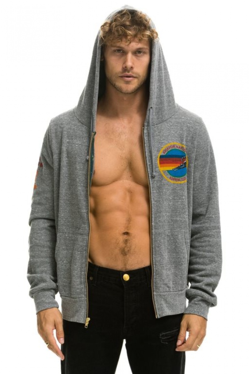 Sudadera con Capucha Aviator Nation Aspen Hombre Grey | 62AOLRNSY