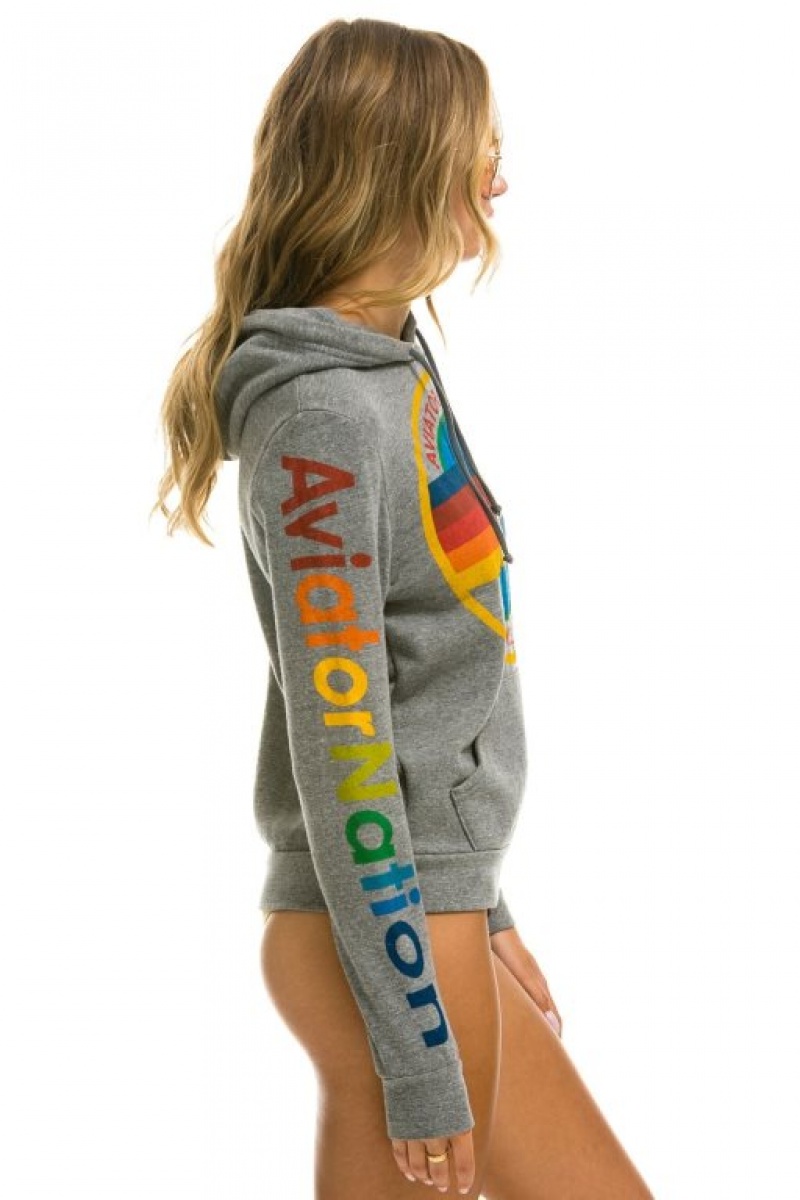 Sudadera con Capucha Aviator Nation Aspen Pullover Hombre Grey | 64OYDHMST