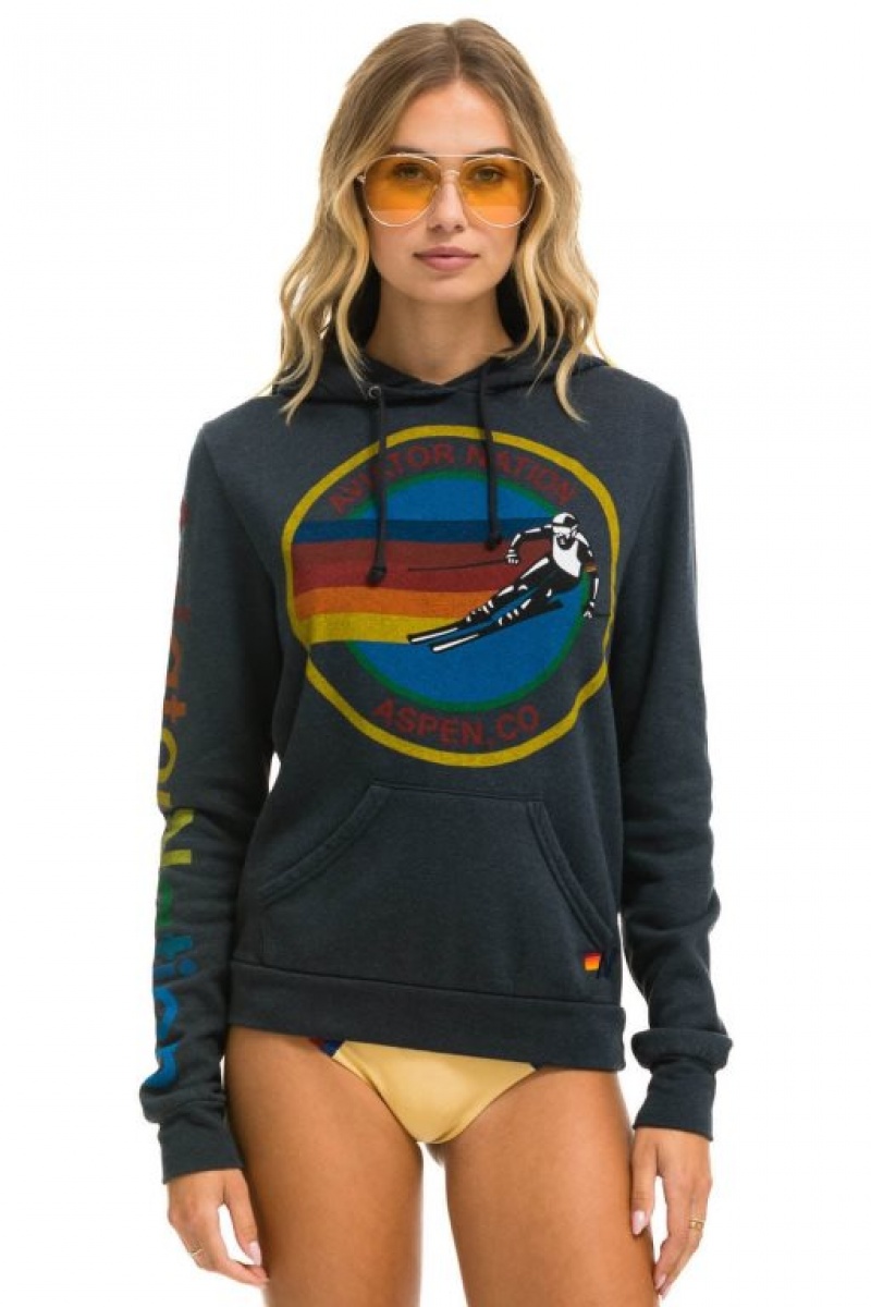 Sudadera con Capucha Aviator Nation Aspen Pullover Hombre Grey | 64OZJFPIX
