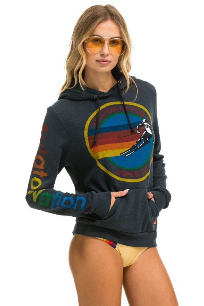 Sudadera con Capucha Aviator Nation Aspen Pullover Hombre Grey | 64OZJFPIX