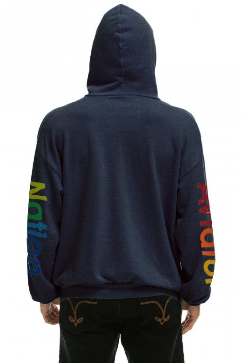 Sudadera con Capucha Aviator Nation Aspen Relaxed Pullover Mujer Navy | 08IDYJLSN