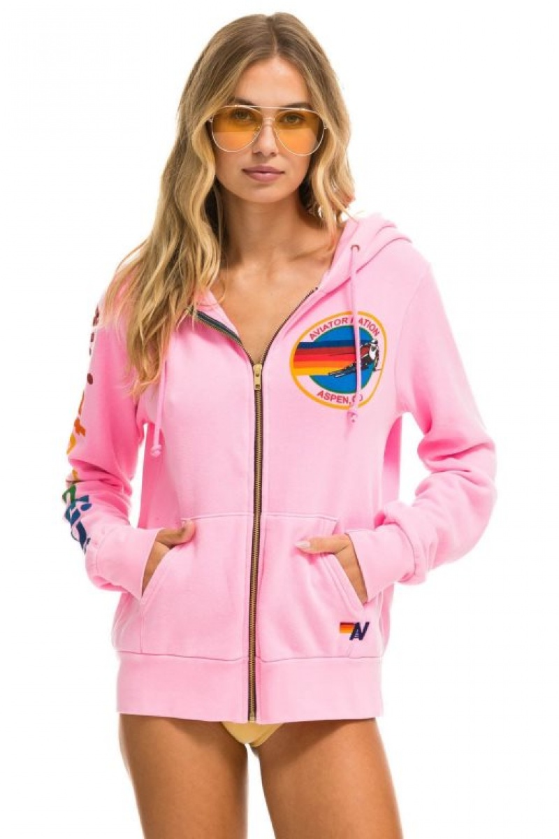 Sudadera con Capucha Aviator Nation Aspen Mujer Pink | 03NYCRHFZ