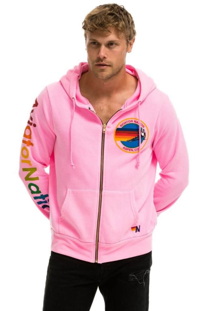 Sudadera con Capucha Aviator Nation Aspen Mujer Pink | 03NYCRHFZ