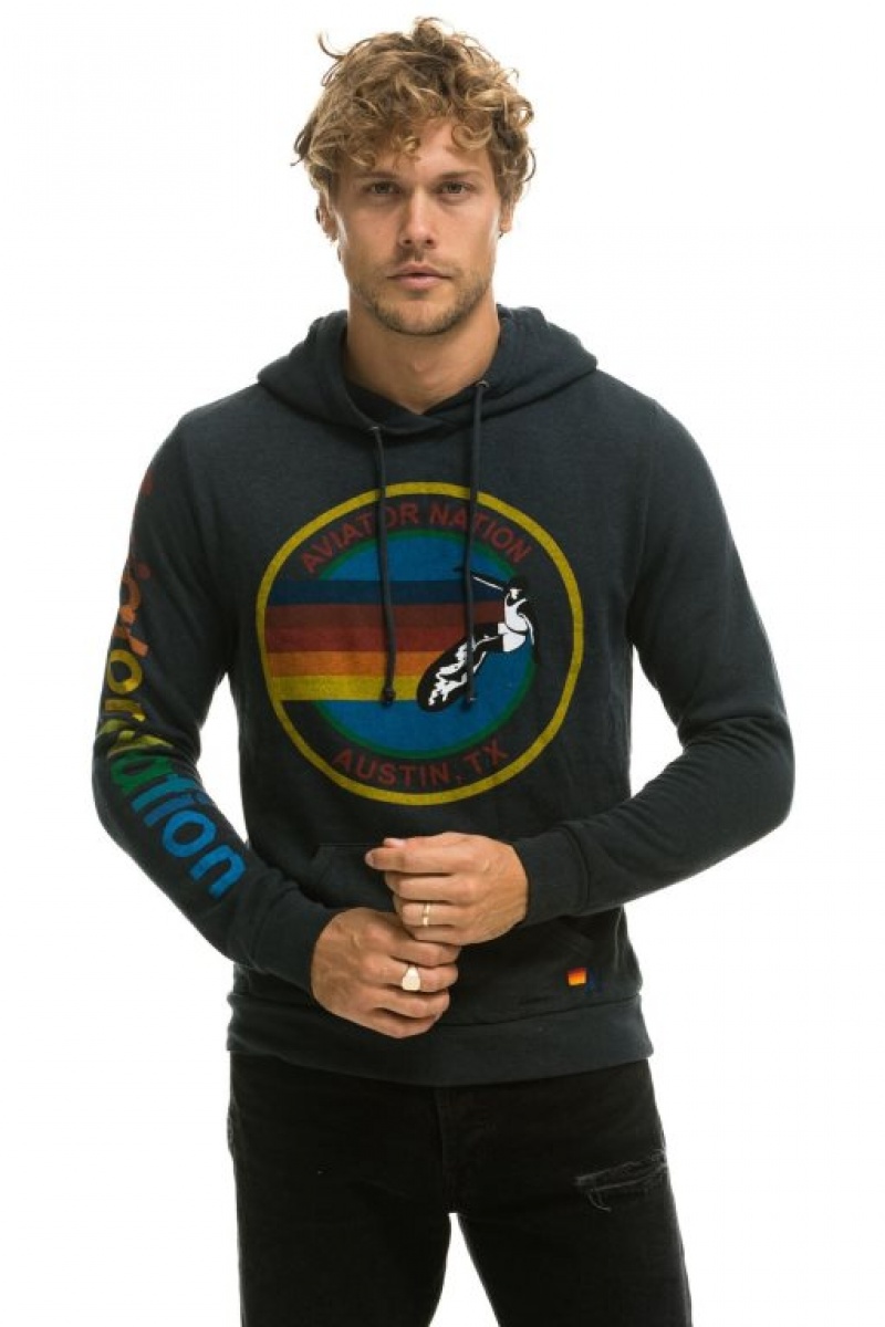 Sudadera con Capucha Aviator Nation Austin Pullover Hombre Grey | 64OXYJIRL