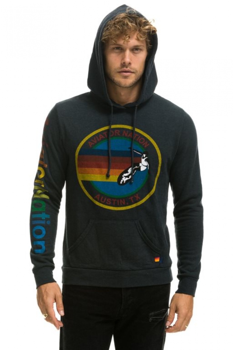 Sudadera con Capucha Aviator Nation Austin Pullover Hombre Grey | 64OXYJIRL