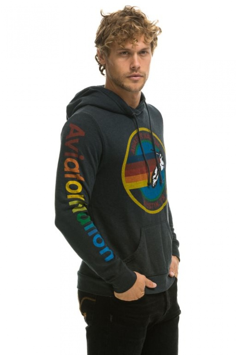 Sudadera con Capucha Aviator Nation Austin Pullover Hombre Grey | 64OXYJIRL