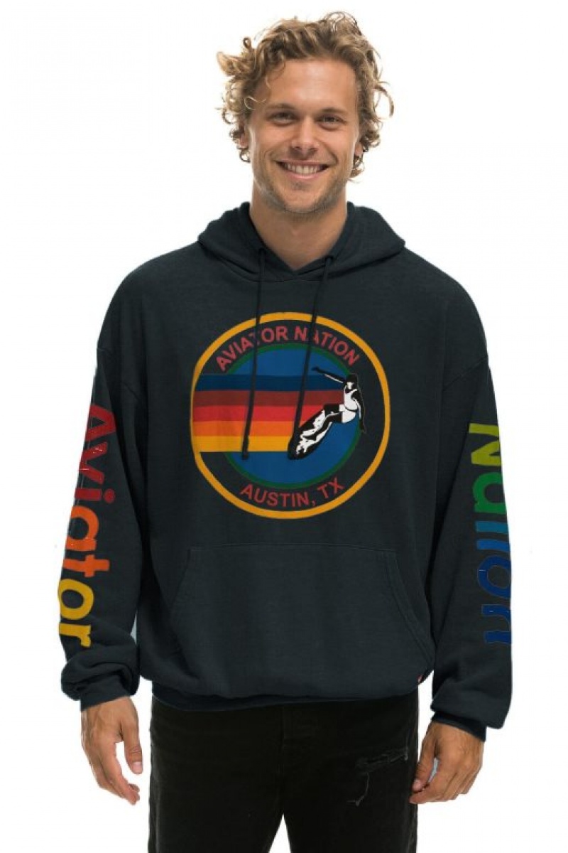 Sudadera con Capucha Aviator Nation Austin Relaxed Pullover Mujer Grey | 08FUWRLPK