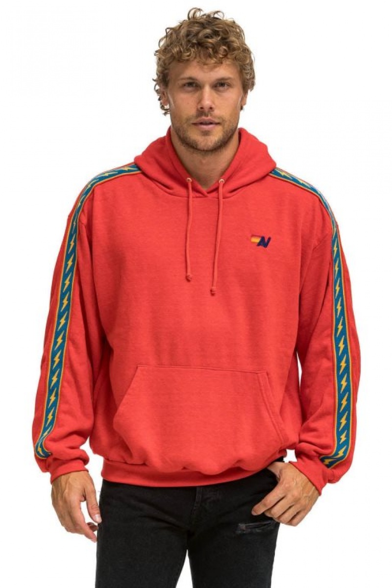 Sudadera con Capucha Aviator Nation Bolt Stripe Relaxed Pullover Mujer Red | 06DATQEGV