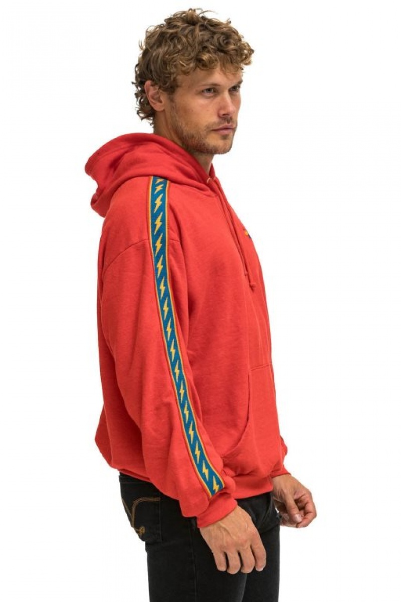 Sudadera con Capucha Aviator Nation Bolt Stripe Relaxed Pullover Mujer Red | 06DATQEGV