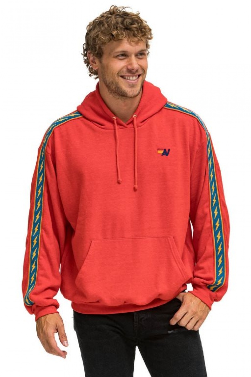 Sudadera con Capucha Aviator Nation Bolt Stripe Relaxed Pullover Mujer Red | 06DATQEGV