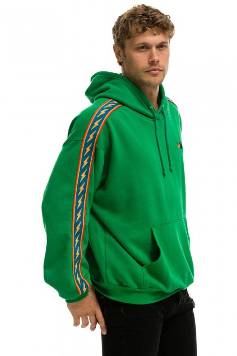 Sudadera con Capucha Aviator Nation Bolt Stripe Relaxed Pullover Mujer Green | 06ECRHYIF