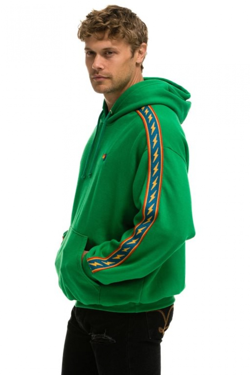 Sudadera con Capucha Aviator Nation Bolt Stripe Relaxed Pullover Mujer Green | 06ECRHYIF
