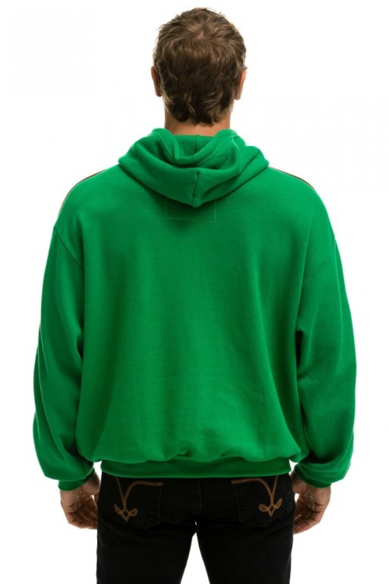 Sudadera con Capucha Aviator Nation Bolt Stripe Relaxed Pullover Mujer Green | 06ECRHYIF
