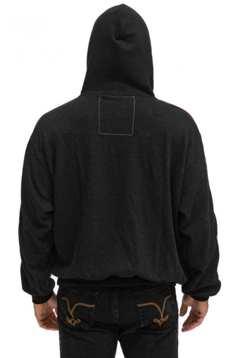 Sudadera con Capucha Aviator Nation Bolt Stripe Relaxed Pullover Mujer Black | 06EGRKWMU