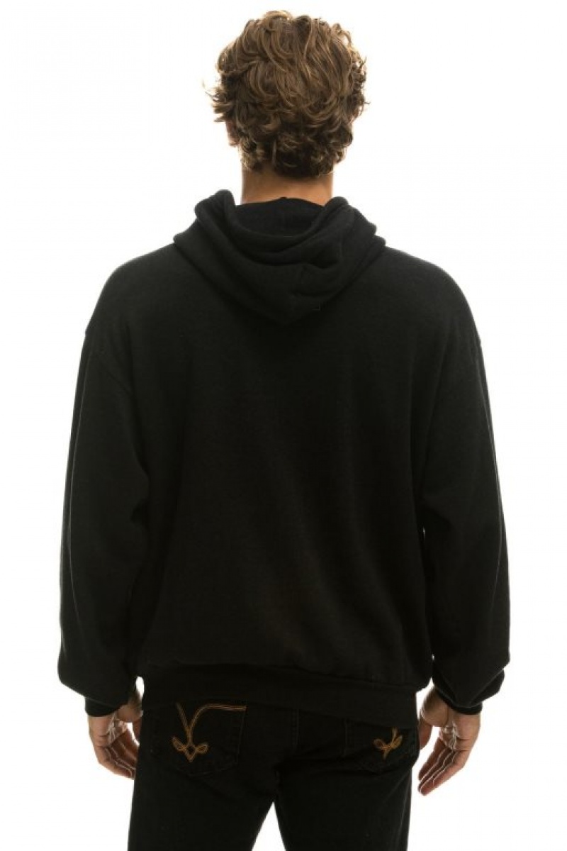 Sudadera con Capucha Aviator Nation Bolt Smiley Embroidery Relaxed Pullover Mujer Black | 06JIPZFXB