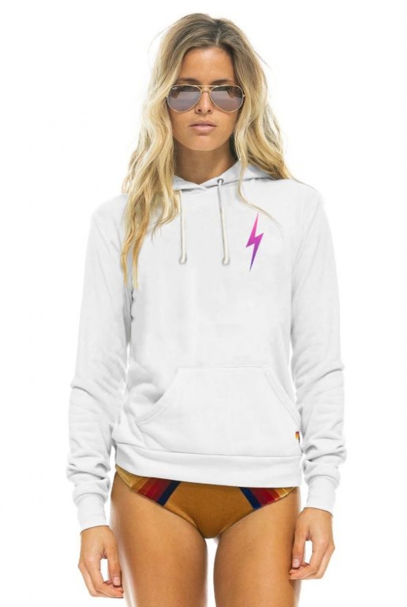 Sudadera con Capucha Aviator Nation Bolt Lightweight Pullover Mujer White / Pink Purple | 06KHDUSWT