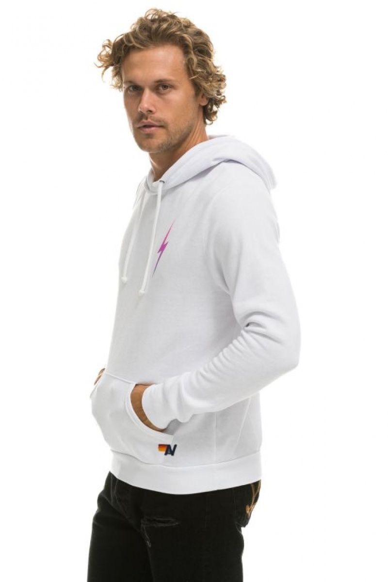 Sudadera con Capucha Aviator Nation Bolt Lightweight Pullover Hombre White / Pink Purple | 64ADNRYLI