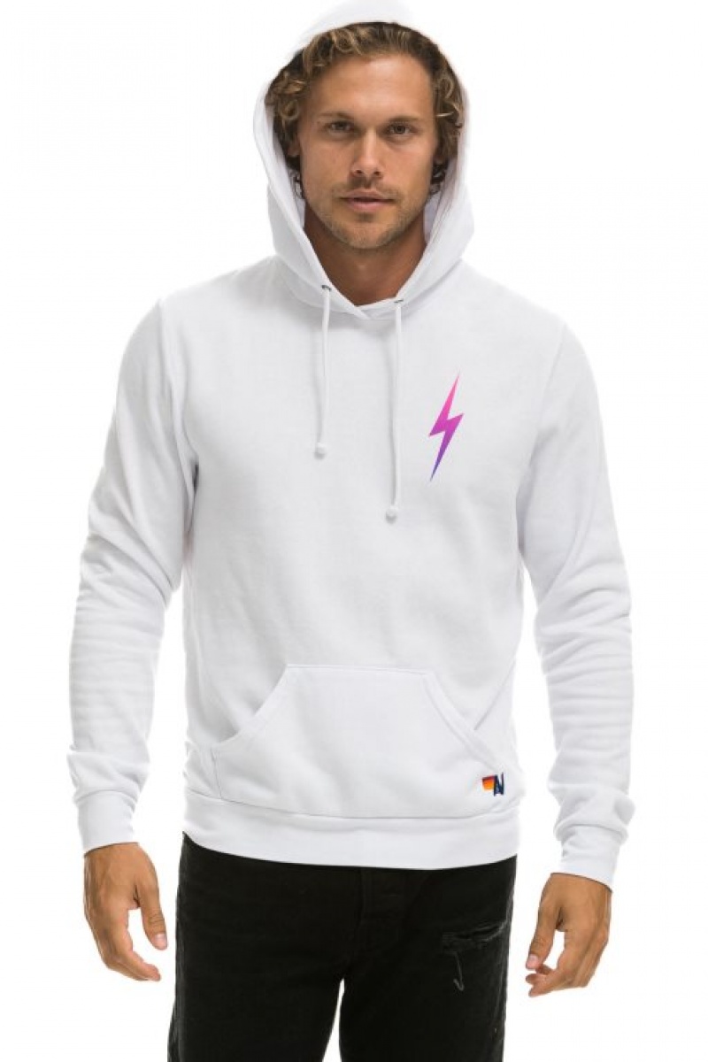 Sudadera con Capucha Aviator Nation Bolt Lightweight Pullover Hombre White / Pink Purple | 64ADNRYLI