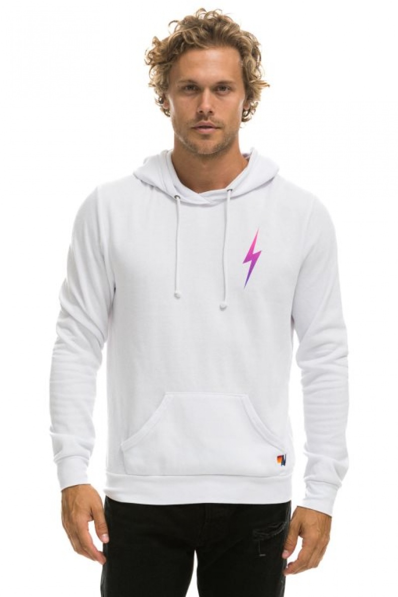 Sudadera con Capucha Aviator Nation Bolt Lightweight Pullover Hombre White / Pink Purple | 64ADNRYLI