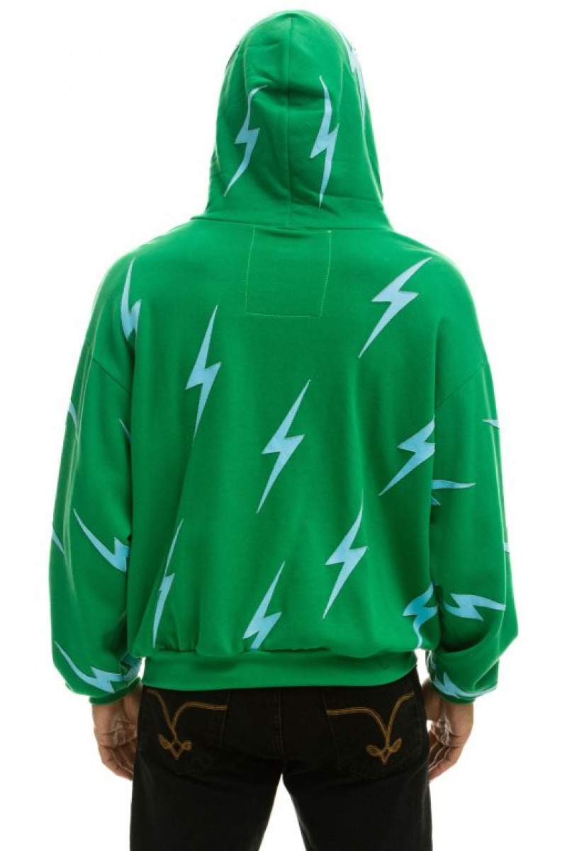 Sudadera con Capucha Aviator Nation Bolt Stitch Repeat Relaxed Zip With Pocket Zippers Mujer Green / Blue | 01VEPOBSN