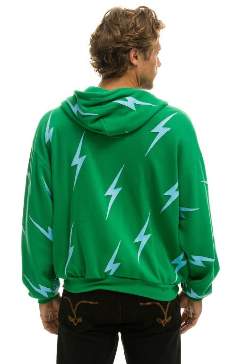 Sudadera con Capucha Aviator Nation Bolt Stitch Repeat Relaxed Zip With Pocket Zippers Mujer Green / Blue | 01VEPOBSN