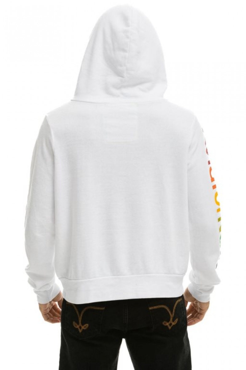 Sudadera con Capucha Aviator Nation Bu Zip Hombre White | 61MSGXLHJ