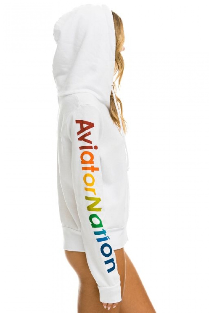 Sudadera con Capucha Aviator Nation Bu Zip Hombre White | 61MSGXLHJ