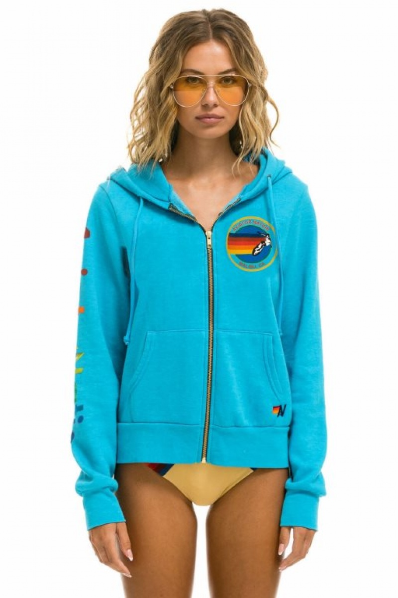 Sudadera con Capucha Aviator Nation Bu Zip Hombre Blue | 61RGZHDIP