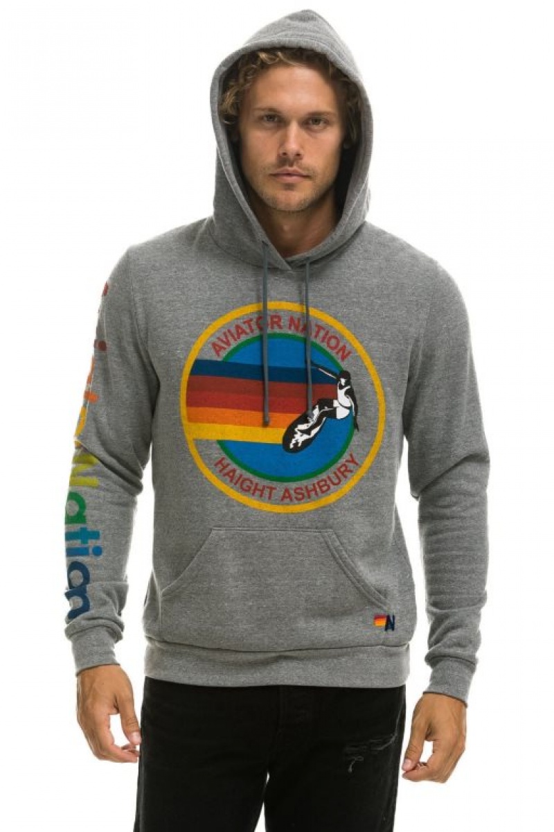 Sudadera con Capucha Aviator Nation Haight Ashbury Pullover Mujer Grey | 08CPQXMLY